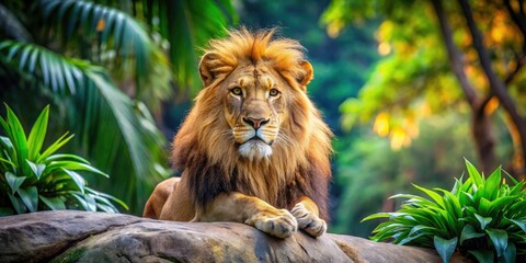Asiatic Lion Close Up, India Zoo Portrait, Wildlife Photography, Travel Destination
