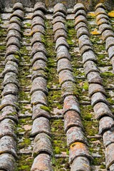 Ancient Roof Tiles on a Building in Perugia Italy