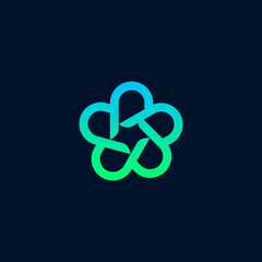 Abstract Teal and Green Intertwined Geometric Logo Design