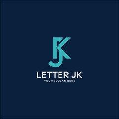 Obraz premium Abstract Turquoise Monogram Logo Design Letter JK