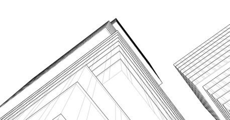 Modern Wireframe Skyscrapers – Abstract Urban Architecture in Perspective © Yurii Andreichyn