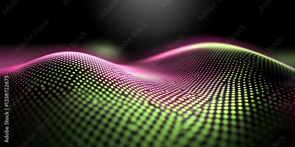 Aufkleber abstract futuristic terrain with luminous dots, presenting a captivating visual effect