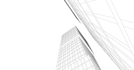 Fototapeta premium Modern Wireframe Skyscrapers – Abstract Urban Architecture in Perspective