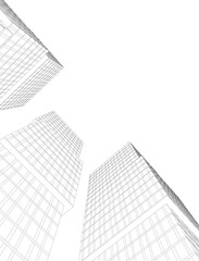 Fototapeta premium Modern Wireframe Skyscrapers – Abstract Urban Architecture in Perspective