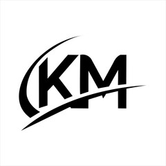 km letter logo with km icon
