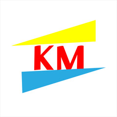 km letter logo with km icon