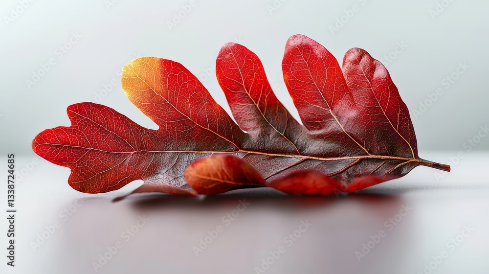 Aufkleber leaf with a red and yellow color is on a table