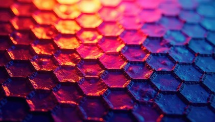 Obraz premium Intricate tessellation of hexagons, vibrant color gradients, illustration, abstract, tessellation