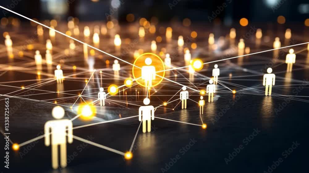 Poster This abstract shows the vital concept of digital connectivity, illustrating a network that symbolizes collaboration and interaction in business technology, highlighting teamwork and communication