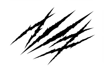 Realistic claw scratches. Wild animal paw trace texture on flat surface isolated on gray background