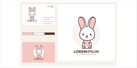Adorable Pixel Art Bunny Logo Design with Pink and Brown Accents