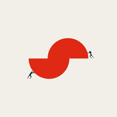Business teamwork vector concept. Symbol of cooperation, growth, success, achievement. Minimal design eps10 illustration.