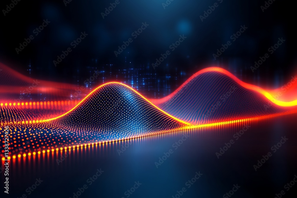 Aufkleber dynamic red and blue wave pattern with glowing dots for modern technology themes