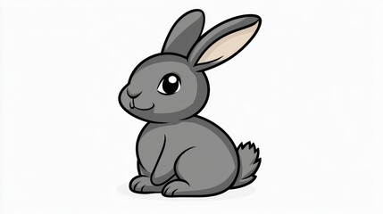Obraz premium Cute cartoon grey rabbit sitting