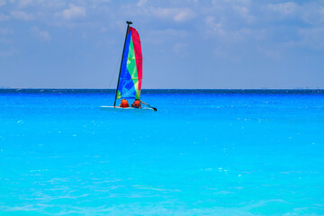 Naklejka premium Beach at Caribbean sea in Playa del Carmen, Mexico