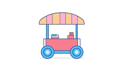 Obraz premium Cute pink food cart with awning