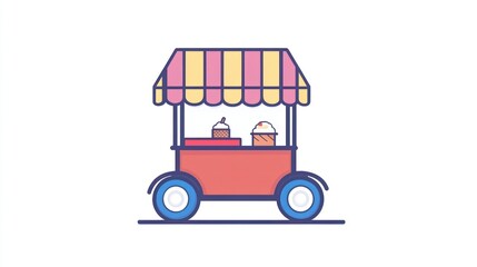 Fototapeta premium Colorful food cart, street vendor, dessert display. Possible use Stock photo for a food blog or social media post about food carts