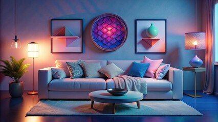 Modern Living Room with Ambient LED Lighting – Cozy, Aesthetic, and Stylish Interior Design