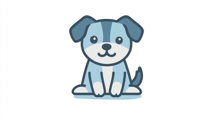 Naklejka premium Cute cartoon dog sitting, friendly, simple style, digital art, for kids, social media, print