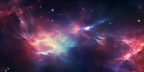 Fototapeta premium Magnificent Cosmic Explosion of Vibrant Space Nebula and Galaxy Cluster