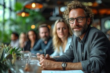Smiling Businessman In Office Meeting