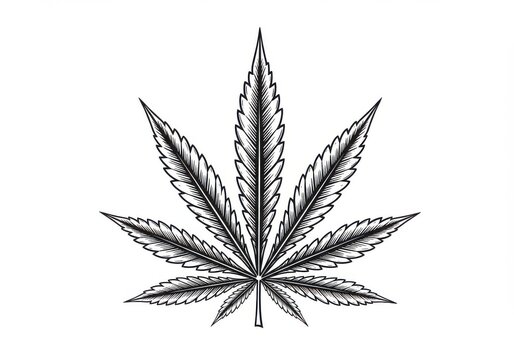 Drawing of marijuana leaf