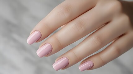 Fototapeta premium Elegant Pink Nail Polish Manicure Closeup Soft Nails