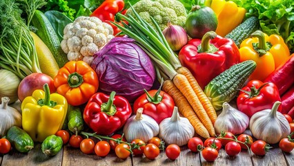 Vibrant Colorful Vegetable Portrait Photography Stock Photo