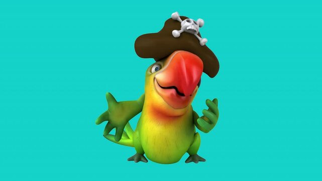 Fun 3d cartoon parrot waving (with alpha channel)