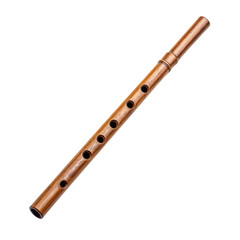 Fototapeta premium A wooden flute with multiple finger holes, showcasing its smooth surface and craftsmanship, Transparent background.