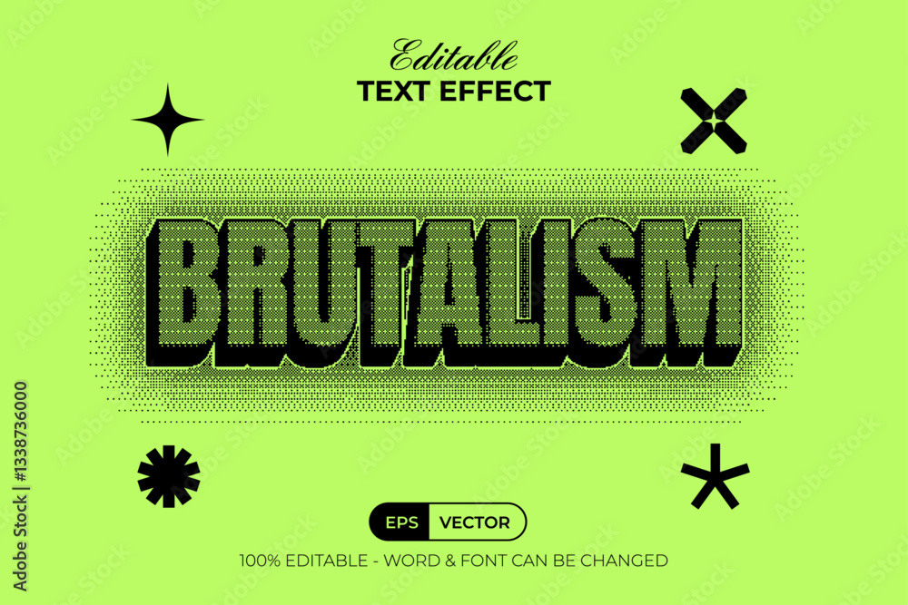 Poster brutalism text effect dot pixel texture. editable text effect.