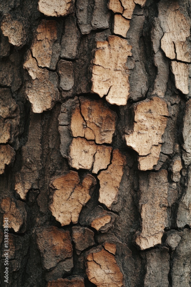 Aufkleber detailed close up of weathered tree bark texture showing intricate patterns and natural earthy tones