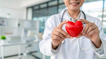 Obraz premium Doctor Holding Red Heart Compassionate Healthcare and Cardiology