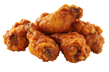 Crispy Chicken Wings Piled on a Plate with Sauce Drizzle