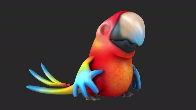 Fun 3d cartoon parrot waving (with alpha channel)