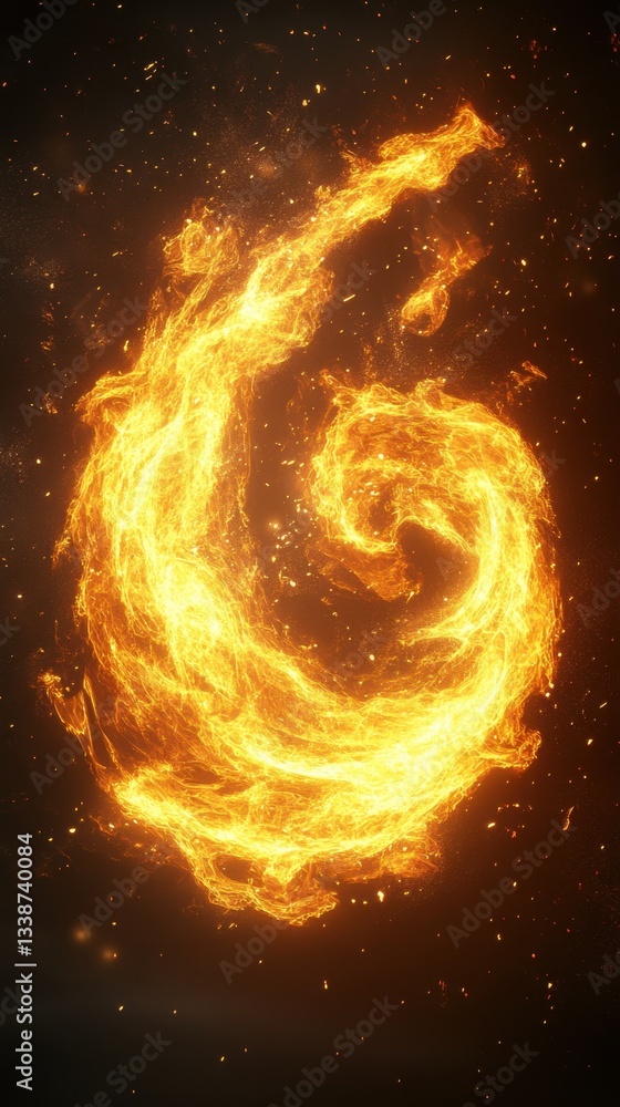 Poster fiery vortex of energy swirls in the darkness evoking power and transformation with a captivating di