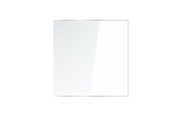 Glass plate on transparent background. Realistic screen glass, window mockup, clear glass showcase, glossy plastic glare frame, acrylic with glares and light, clear rectangular plate, plexiglas, 3d.