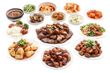 Assorted Asian Cuisine Spread with Various Dishes and Sides