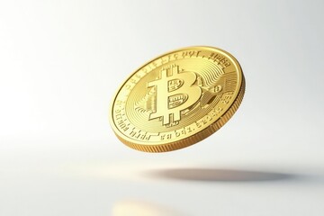 Close-up of a single coin flipped mid-air, isolated on white , fortune, coin