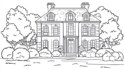 Obraz premium Elegant French Country House Illustration