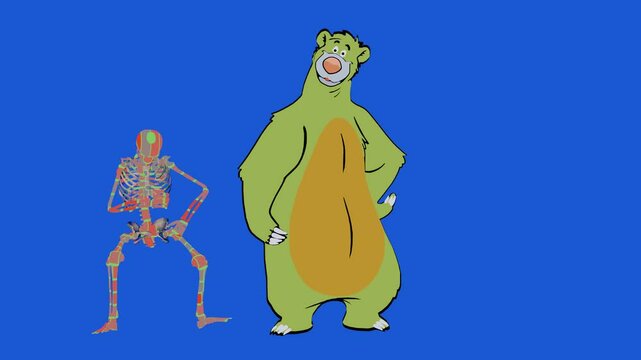 Baloo with Skeleton Drums playing pose