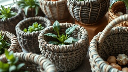 Unique Plant Baskets with Textured Surfaces and Tactile Appeal
