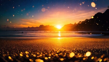 Elegant Ramadan Kareem background with glowing crescent moon and twinkling stars. Serene night sky with illuminated crescent and celestial glow for Ramadan celebration