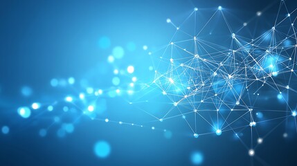 Abstract Technology Background with Interconnected Network and Bokeh Light Effect