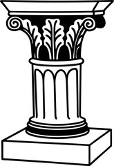 Naklejka premium detailed ionic column illustration classical architecture, ornate design, historical art representation.
