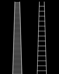 White ladders illustration on black background. Visual expression of inequality of opportunity.