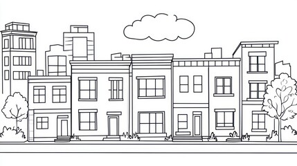 Obraz premium Simple black and white city street scene