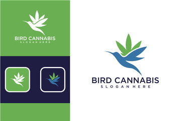 Bird Cannabis Logo Designs Variations With Marijuana Leaf