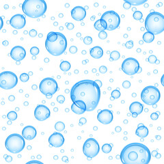 Air bubbles in water. Seamless pattern. Isolated on white background. Vector template
