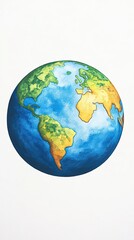 watercolor globe earth with continents, hand painted , Earth globe on white